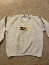 Vintage 90s Reebok Crew Neck Sweatshirt Youth M 16 Gray Pullover USA