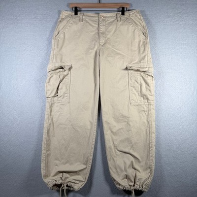Levis 94 Baggy Cargo Pants Tan Khaki 100% Cotton Utility Drawstring 32x30 A4707