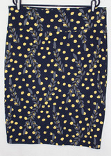 LuLaRoe Sz 3XL Cassie Navy Blue Gold Dots and Floral Print Pencil Skirt USA Made