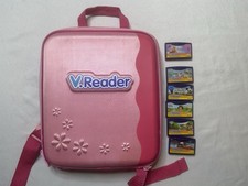 VTech V.Reader Pink Carrying Case  6 Cartridge Lot Disney Dora Spongebob