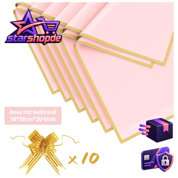Geschenkpapier Blumenstrauß Wasserdicht 20 Blatt Rosa 58X58Cm FüR Verpackungen-image
