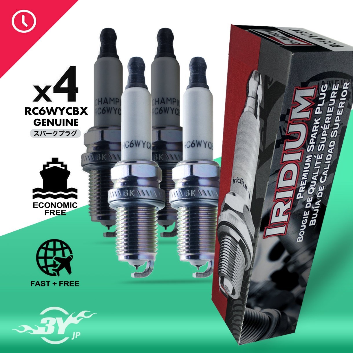 4 Pack Genuine New RC6WYCBX Spark Plug Fits IK20TT PK20PR-P8 PK20PRP8 0242236564