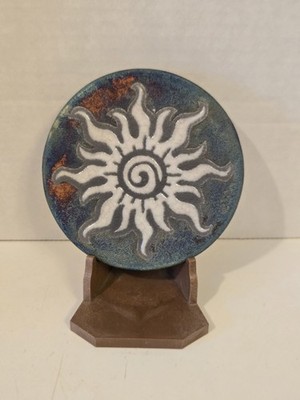 Jeremy Diller Raku Pottery Spiral Sun Decorative Plaque Coaster