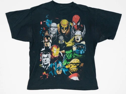 VINTAGE Marvel Comics TShirt Men XL Mad Engine Superhero Xmen Avengers Faded