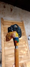 Wooden walking stick hand carved Dog handmade wooden walking cane