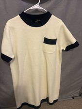 Tuckernuck Women's Short Sleeve Collared Dress White/blue Size XL Wool Blend