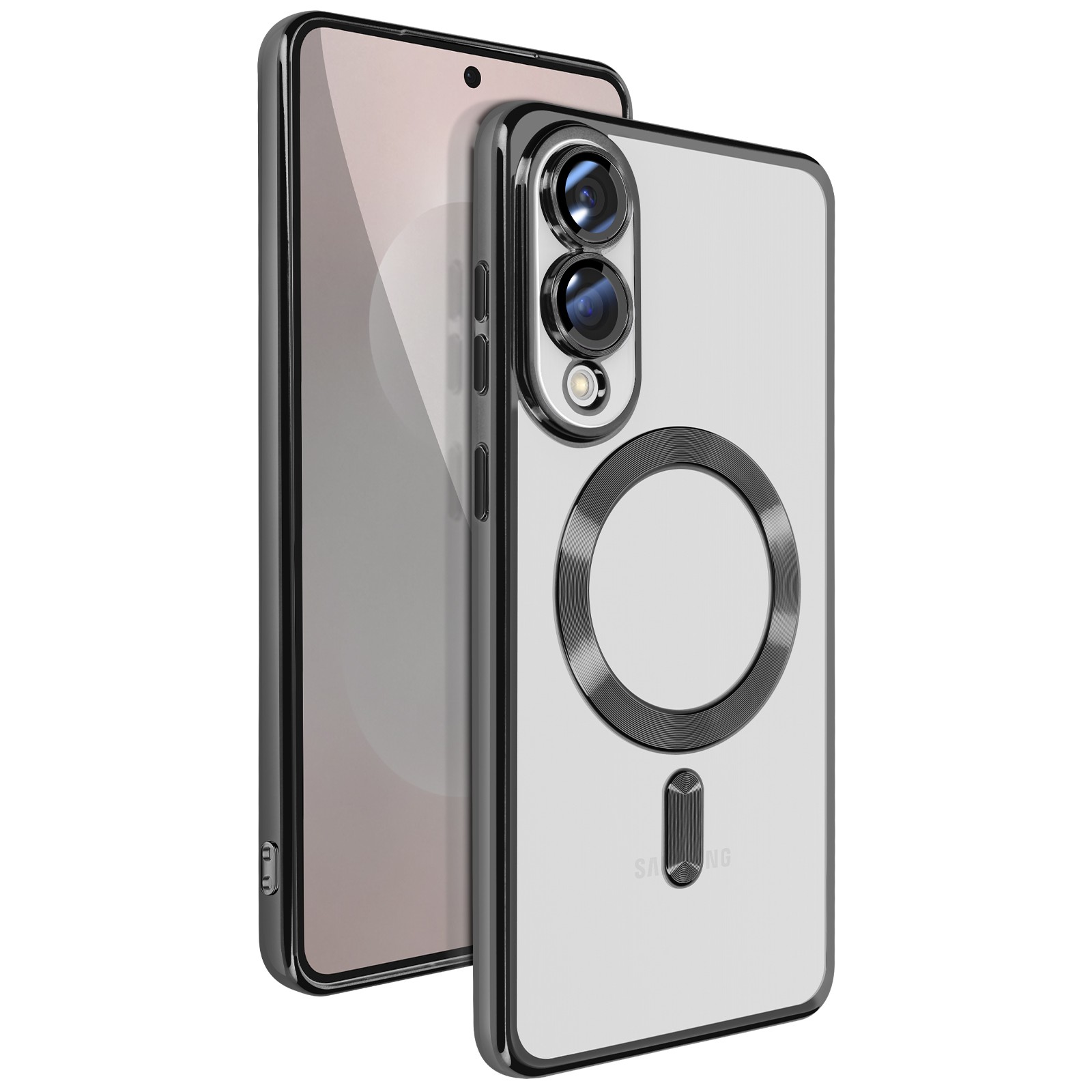 Coque silicone Galaxy S25 Edge Avizar avec cadre chrome transparent