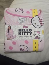 New HELLO KITTY By Sanrio Pink Polka Dot 2-Piece Lounge Set Soft Cozy Pajamas