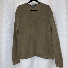EUC VTG POLO RALPH LAUREN SWEATER MENS SZ LARGE 56 LINEN 44 COTTON V NECK Y2K