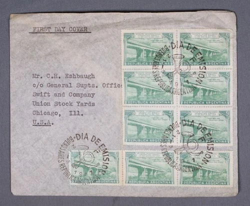 MayfairStamps Argentina FDC 1947 Block International Bridge Argentina Brazil Fir