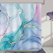 Colorful Marble Shower Curtain, Pink Purple Blue Ombre Modern Abstract Art Ba...