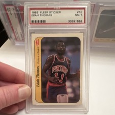 Fleer 1986-87 Sticker Rookie Isiah Thomas #10 PSA 7 Detroit Pistons NBA Card. rookie card picture