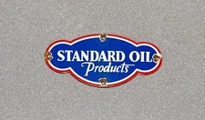 VINTAGE STANDARD OIL PRODUCTS PORCELAIN SIGN CAR GAS OIL TRUCK MOTORCYCLE
