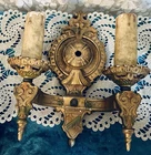1930's Art Deco LAPCO 1849 Gothic Revival Polychrome 2 Lite Electric Wall Sconce