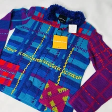 NOS Michael Simon New York Colorful Cardigan Sweater M Abstract Art Vintage NWT