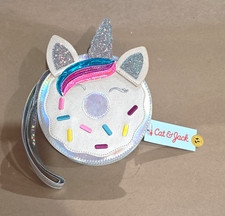 Cat & Jack Girls Unicorn Donut Zip-Around Coin Wallet Faux Leather Glitter