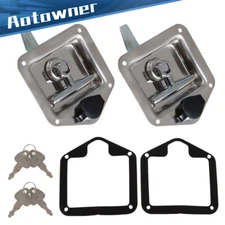 2 Trailer Door Latch T-Handle Lock Stainless Steel Keys Camper RV Truck Toolbox