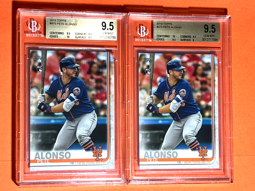 2LOTTO**2019 Topps Pete Alonso #475 BGS 9,5 gemme ottime condizioni RC New York Mets con sub