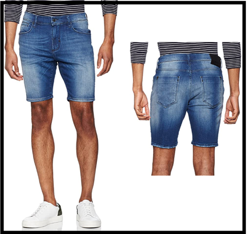 Bermuda uomo shorts jeans elasticizzato skinny da pantaloni corti  pantaloncini | eBay