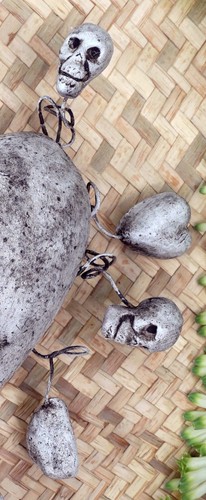 White Heart Skulls Day of the Dead Clay Handmade Rafael Pineda Mexican Folk Art - 第 7/11 張圖片