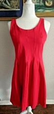 J. Crew Portfolio Dress Sz 10 Petites Warm Cerise Red Office Suiting Work Flare