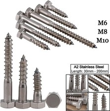 Stainless Steel Lag Bolt Coach Screws M6 M8 M10 A2 Hex Hexagon Head Wood Screw