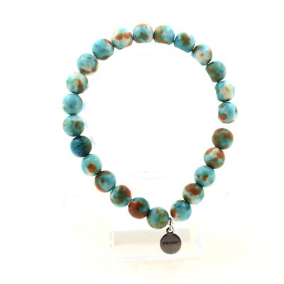 Minerals And Precious Stones. Bracelet Blue Orange Jasper Beads 8 Mm.