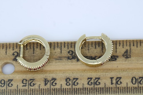 Effy BH 14K Yellow Gold Ruby & Diamond Huggie Hoop Earrings 5.9 Grams - Picture 8 of 9