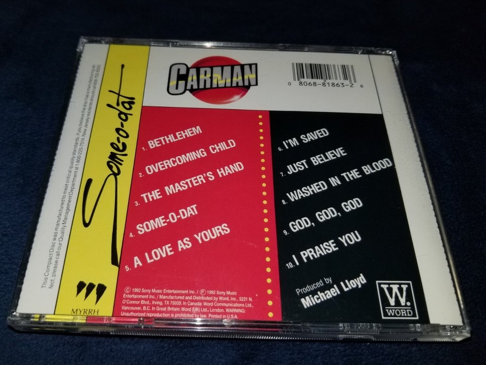 Carman Some-O-Dat CD WITH CARMAN AUTOGRAPH 1992 Myrrh | eBay