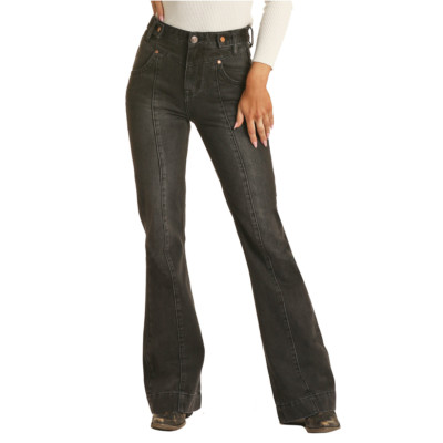 Rock & Roll Denim Ladies Black High Rise Trouser Jeans RRWD5HRZQL