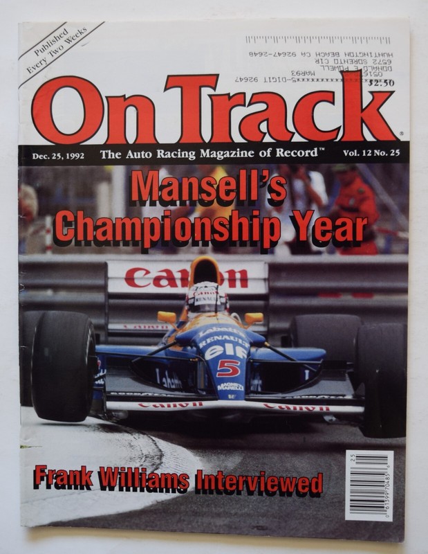 ON TRACK MAGAZINE - DECEMBER 25, 1992 - Mansell's Championship Year