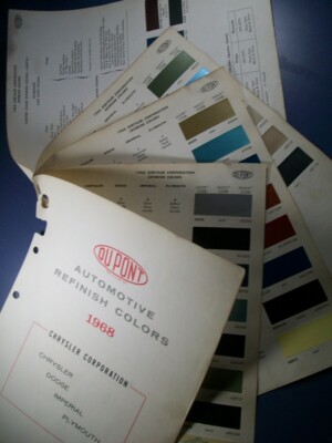 1968 Chrysler Plymouth Dodge Road Runner Charger Dart DuPont Paint Chips set