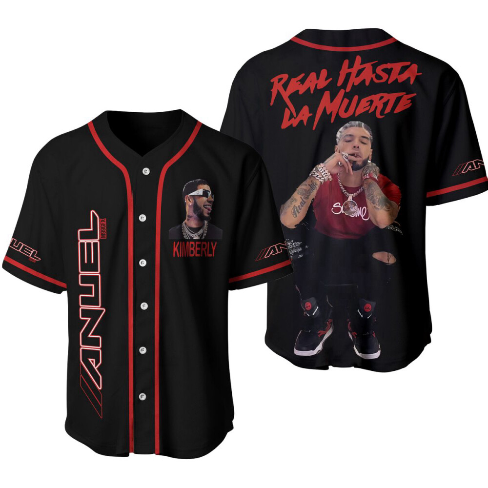 Anuel AA Black Graphic Tees Vintage Baseball Jersey Size S-5XL