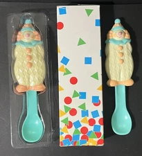 2 New Vintage Avon Kids 1994 Melody the Clown Musical Baby Spoon Non Working
