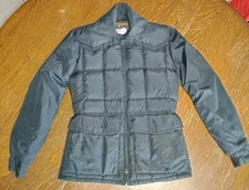 Vtg Tempco Goose Down insulated Puffer Jacket Black Size 36 Womens Made In USA 