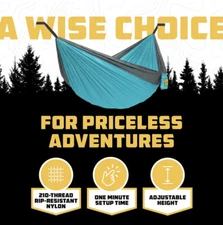 Portable Hammock - Blue & Grey - Medium - 400lbs