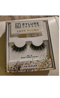 NEW! Eylure London Luxe Plush no 15 False Lashes Kit w. Adhesive ~ Reusable