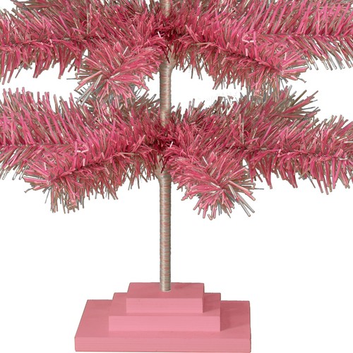 48in Pink and Silver Firework Tinsel Christmas Tree, Wood Metal Stand Included - Picture 4 of 4