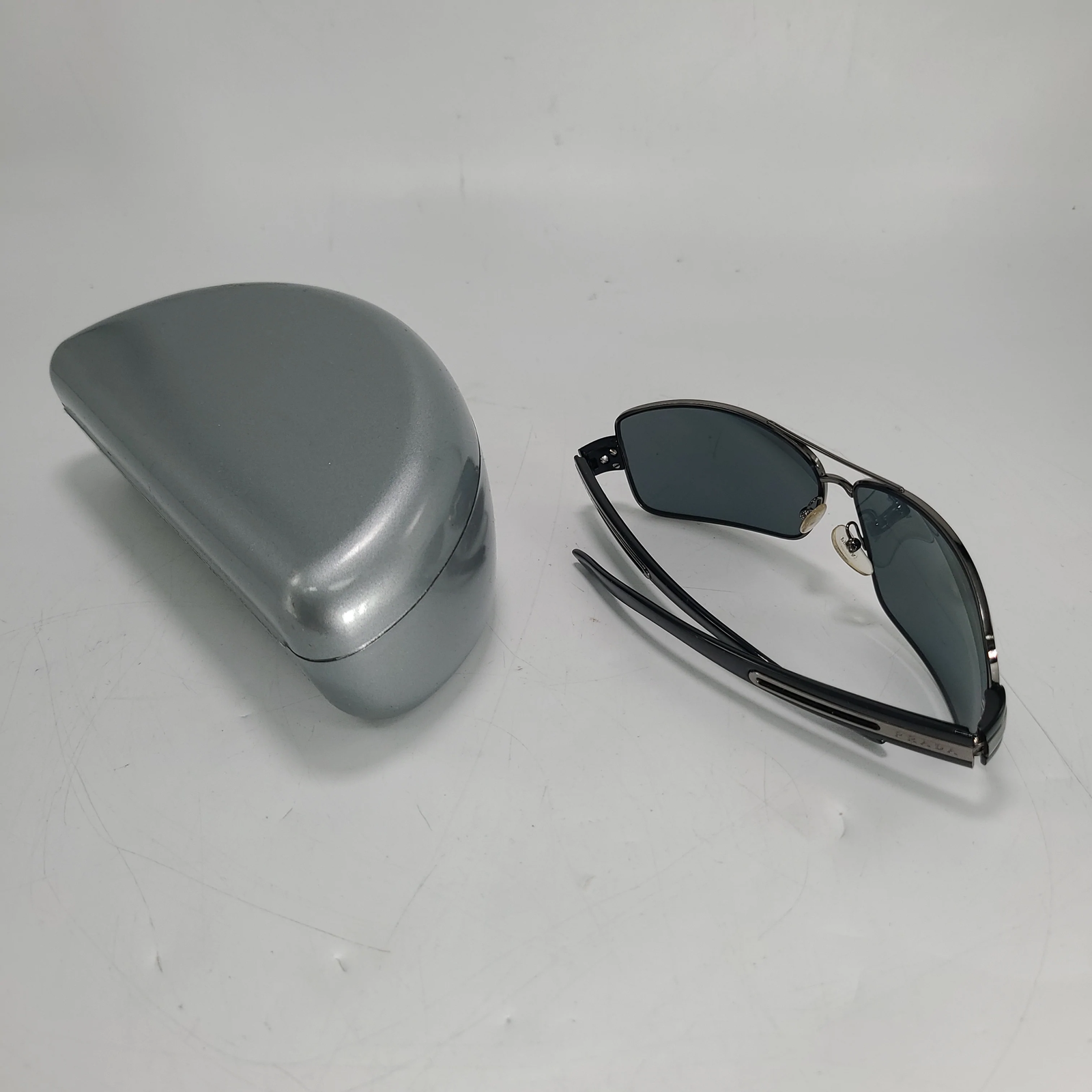 Authentic Prada SPS541 Mens Sunglasses Matte Black Metal Rectangle 1BO 