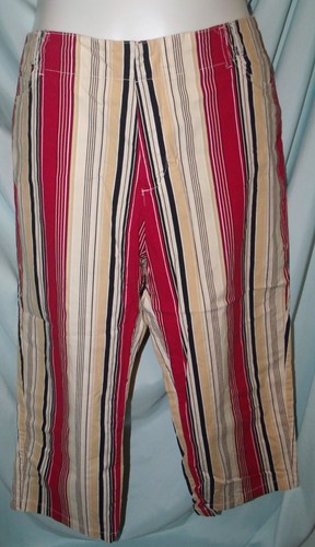Venezia Multicolor Striped High Rise Cropped Lightweight Pants Size 18