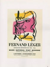 1989 VINTAGE "FERNAND LEGER" D'ART MODERNE MOURLOT MINI POSTER COLOR Lithograph