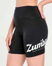 Zumba Prep High Waisted Biker Shorts - Bold Black ~ XS & S ~ New!