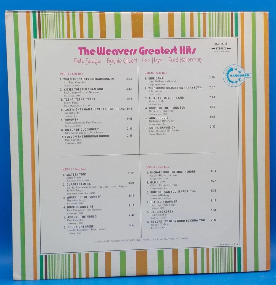 The Weavers (Pete Seeger, Ronnie Gilbert) 2xLP "Greatest Hits" NM /NM VG++ BX13 - Image 2 of 4