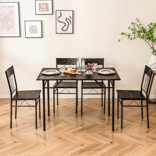 5Pcs Dining Table & Chair Set for 4 Kitchen Dining Room Furniture Dinette Set - Picture 9 of 20