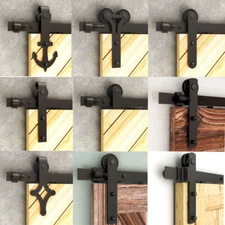 6FT-12FT Steel Sliding Barn Wood Door Hardware Closet Track System Single/Double