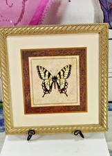 Vintage Kathy Seek butterfly Art Print Framed Heartfelt Collection 9" Square