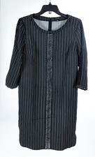 Ann Taylor Women’s Dress Medium Black White Striped Straight Long Sleeve