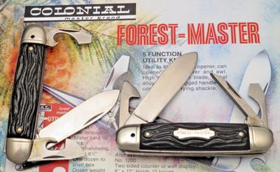Vintage COLONIAL KNIFE CO USA FOREST MASTER Scout Utility Knives - Lot of Two
