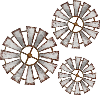 Yookeer 3 Pcs Wood Windmill Wall Decor Farmhouse Hanging Decoration Wooden Windm