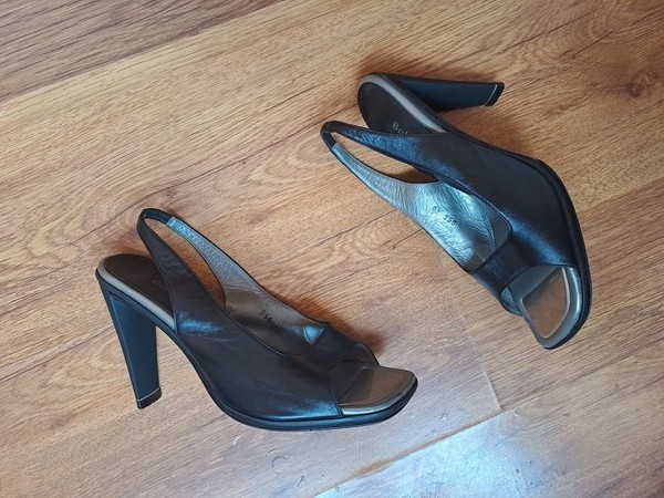 Women Baldinini Heels Black Leather 40 #C40E